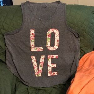 Plus size Gray tank top “love”